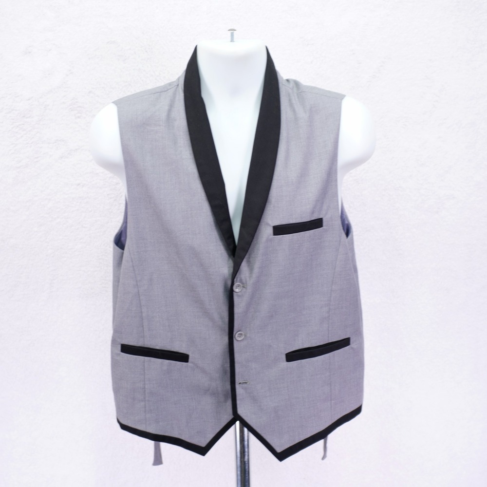 Coofandy -Medium- Gray Black Noth Lapel Vest Polyester Viscose‎